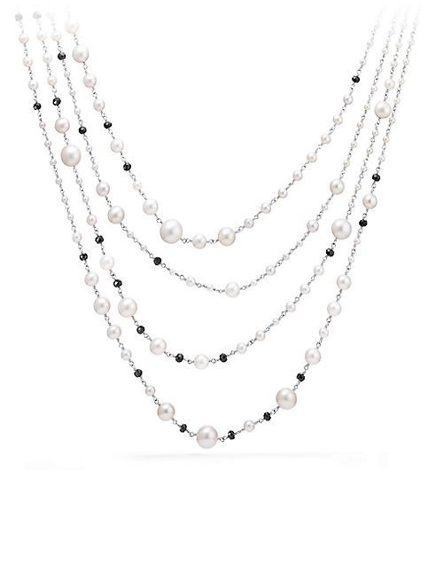 David Yurman - Oceanica Pearl and Bead Link Necklace with Pearls and Black Spinel