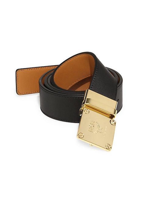 MCM - Goldtone Brass Buckle Leather Belt