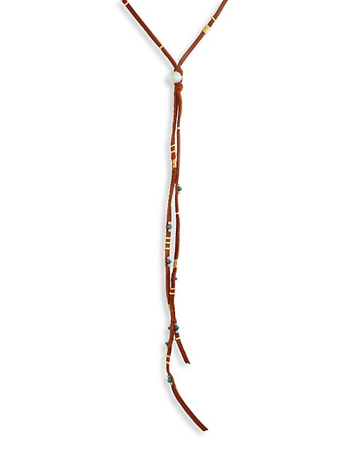 Chan Luu - Amazonite, Opal & Leather Lariat Necklace