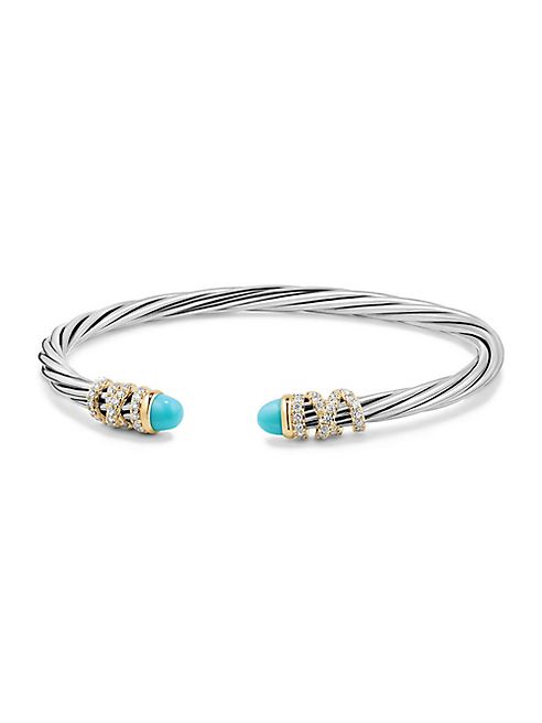 David Yurman - Helena End Station Bracelet with Turquoise, Diamonds and 18K Gold