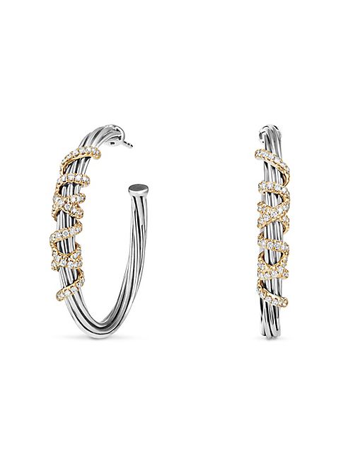 David Yurman - Helena Large Hoop Earrings with Diamonds and 18K Gold