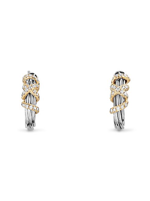 David Yurman - Helena Small Hoop Earrings with Diamonds and 18K Gold