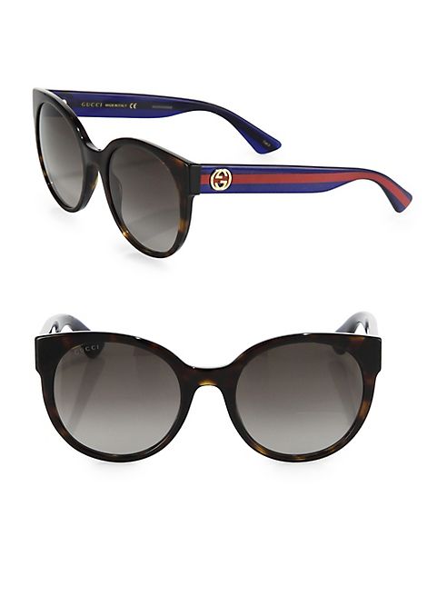 Gucci - 54MM Web-Temple Round Sunglasses