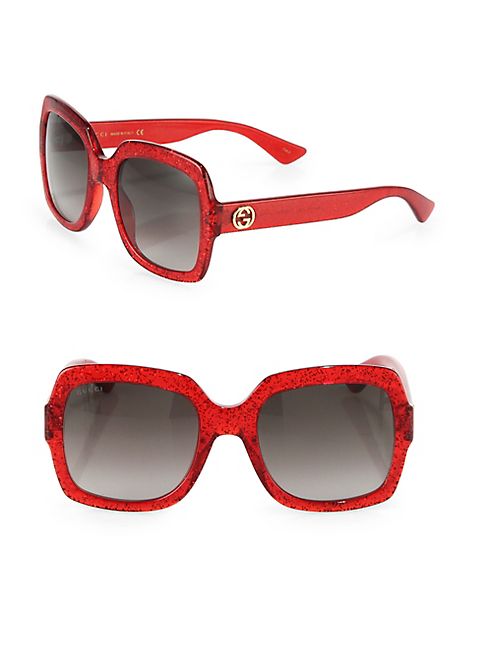 Gucci - 54MM Oversized Glitter Square Sunglasses