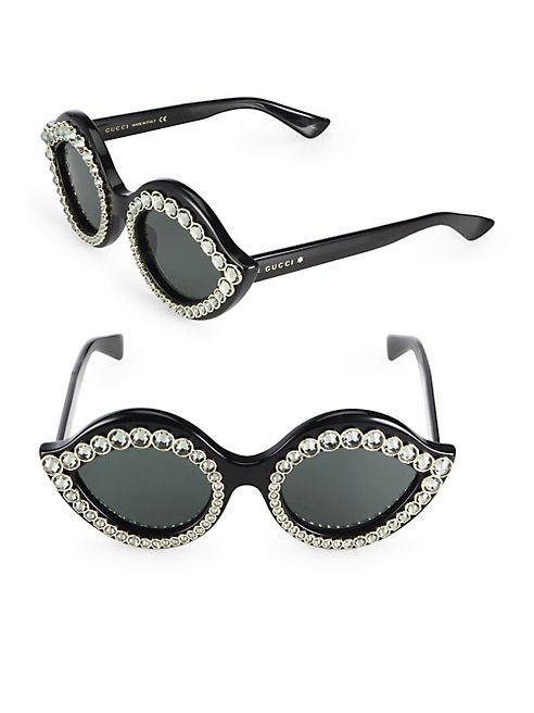 Gucci - 53MM Crystal-Studded Eye Sunglasses