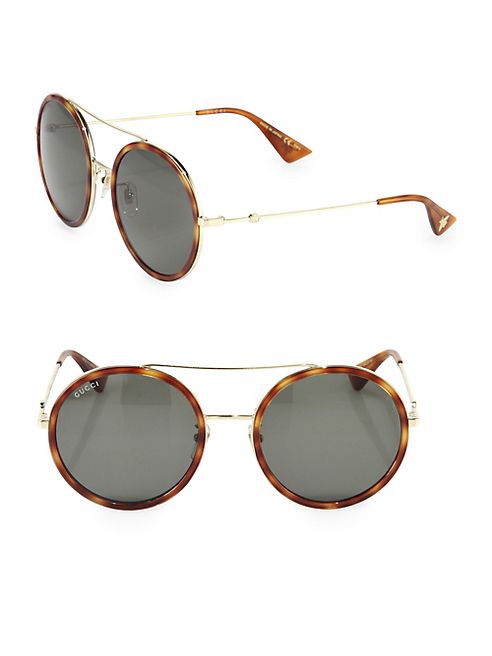 Gucci - 56MM Double-Bridge Round Sunglasses