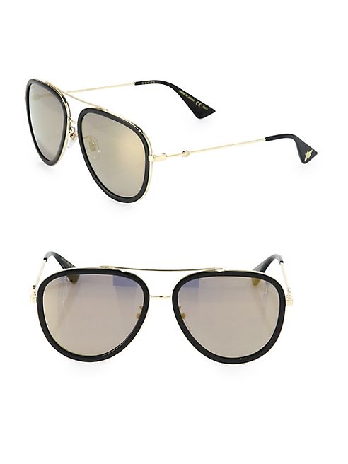 Gucci - 57MM Mirrored Aviator Sunglasses