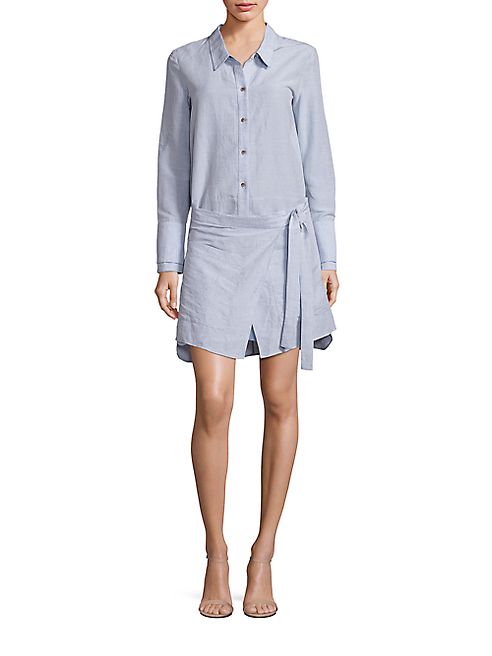 Halston Heritage - Long Sleeve Chambray Shirtdress