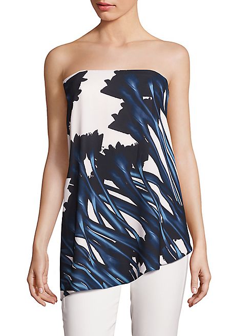 Halston Heritage - Floral Printed Strapless Top