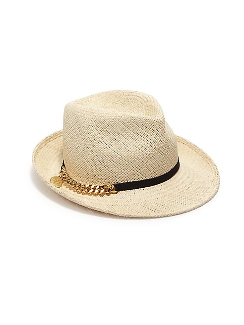 Stella McCartney - Falabella Chain-Strap Raffia Fedora