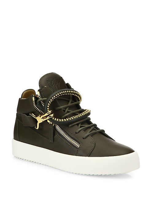 Giuseppe Zanotti - Dual Studded Strap Leather Sneakers