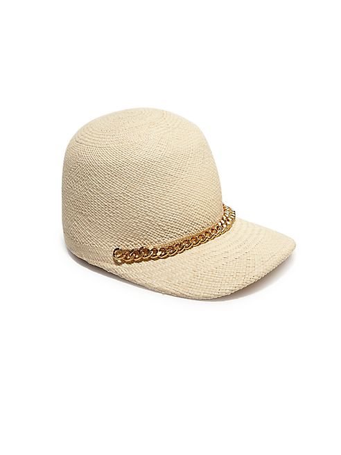 Stella McCartney - Falabella Chain-Trim Raffia Cap