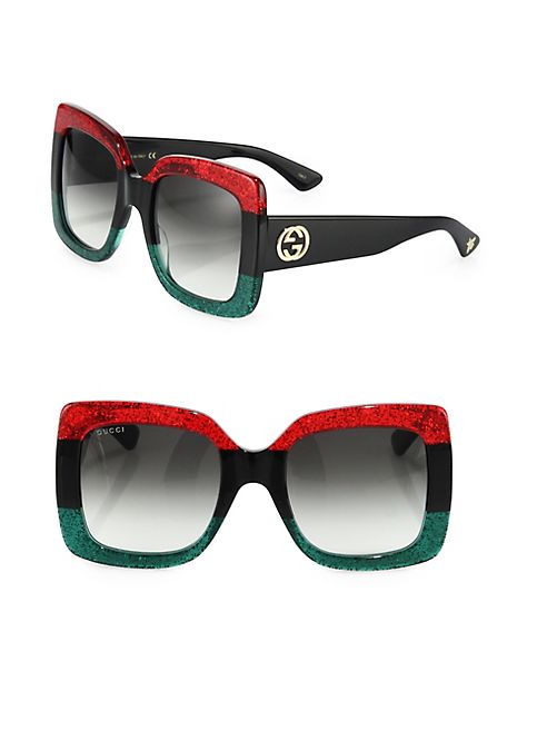 Gucci - 55MM Oversized Square Colorblock Sunglasses