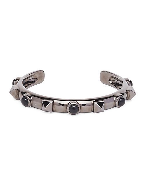 Valentino - Rockstud Rolling Onyx & Ruthenium Cuff Bracelet