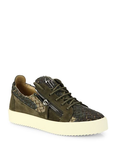 Giuseppe Zanotti - Woven Camo Printed Leather Low-Top Sneakers