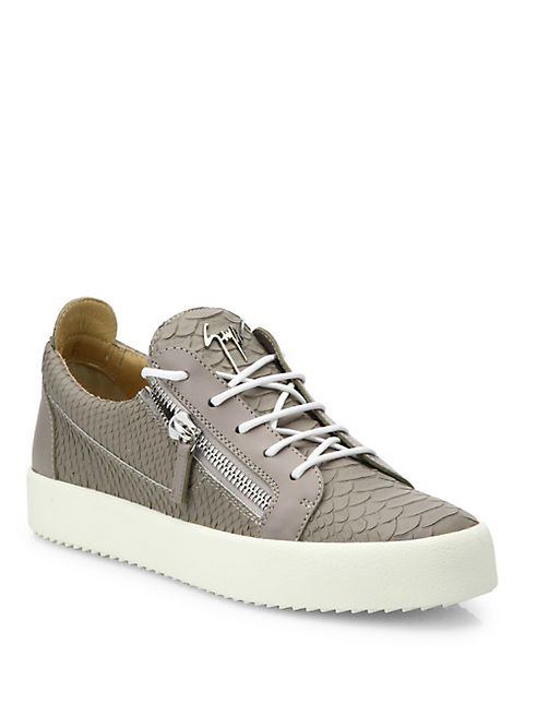 Giuseppe Zanotti - Maryland Croc-Embossed Leather Low-Top Sneakers