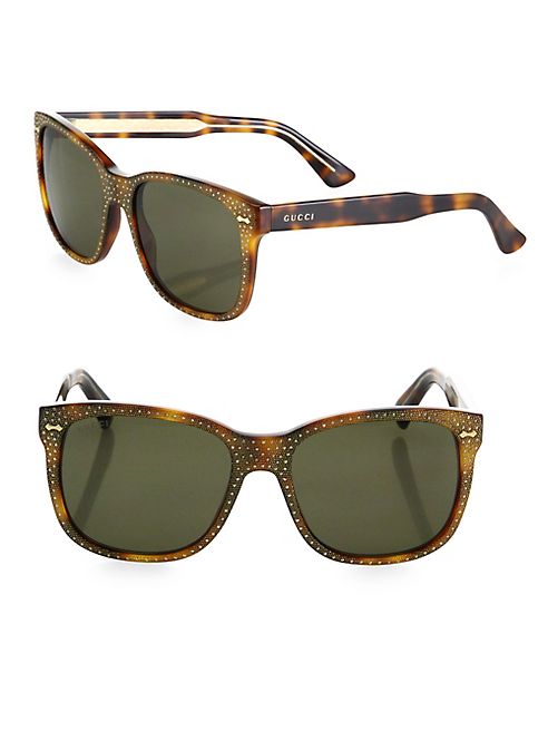 Gucci - 56MM Soft Micro-Studded Square Sunglasses