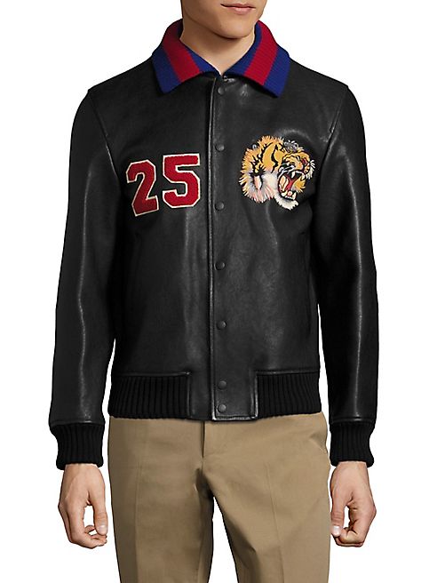 Gucci - Leather Patch Bomber Jacket