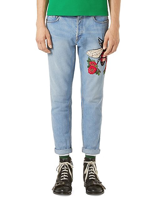 Gucci - Embroidered Denim Punk Pants