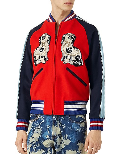 Gucci - Embroidered Felt Bomber Jacket