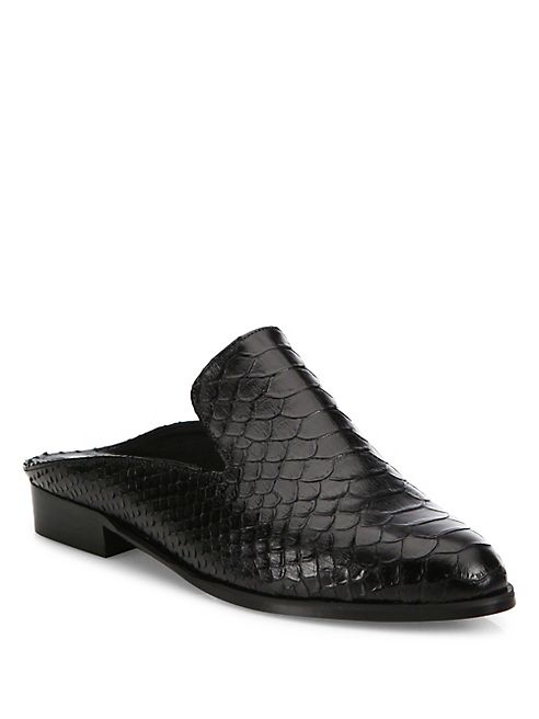 Robert Clergerie - Alicem Snake-Embossed Leather Mule Slides