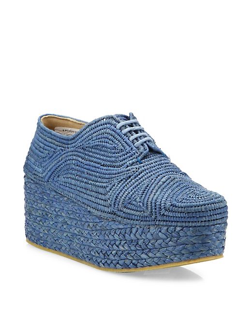 Robert Clergerie - Pinto Raffia Platform Oxfords