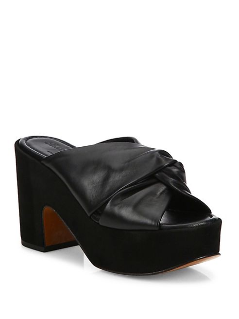 Robert Clergerie - Esther Leather & Suede Platform Mules