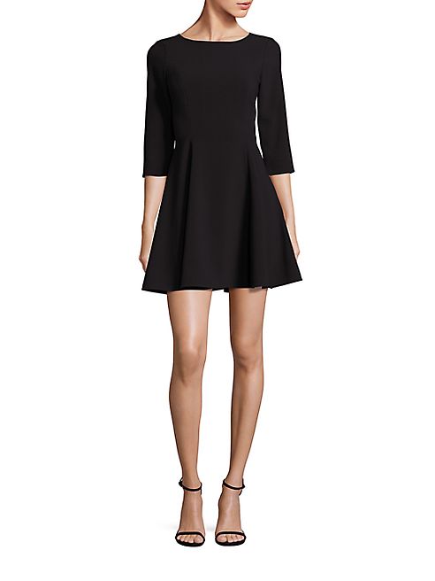 Halston Heritage - Three-Quarter Sleeve Fit-&-Flare Dress