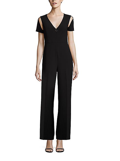 BCBGMAXAZRIA - Crepe Zip-Front Cutout Jumpsuit