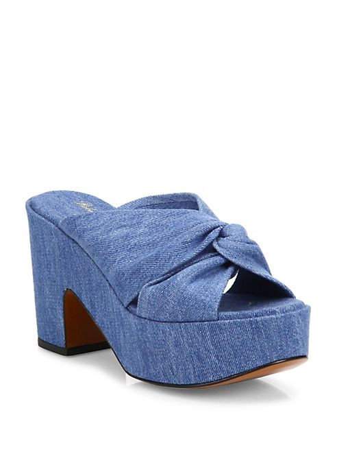 Robert Clergerie - Esthert Denim Platform Mules