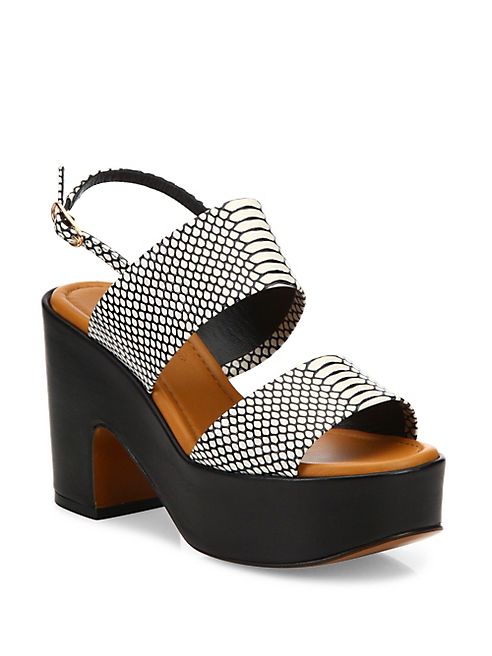 Robert Clergerie - Emple Snake-Print Leather Platform Slingback Sandals