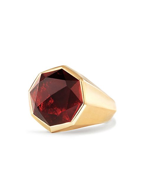 David Yurman - Fortune Faceted Signet Ring with Faceted Garnet