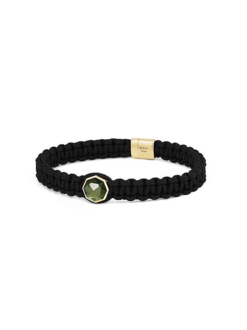 David Yurman - The Fortune Faceted Moldavite & 18K Yellow Gold Woven Station Bracelet