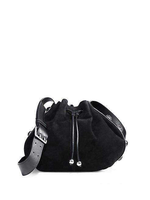 Alexander McQueen - Studded Leather & Suede Drawstring Bag