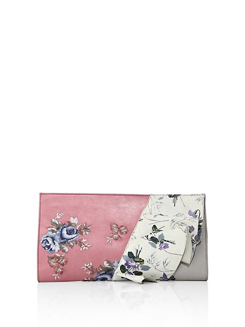 Alexander McQueen - Ruffled Floral Leather Clutch