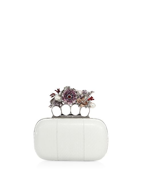 Alexander McQueen - Snakeskin Floral Knuckle Box Clutch