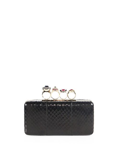 Alexander McQueen - Snakeskin Jeweled Ring Box Clutch