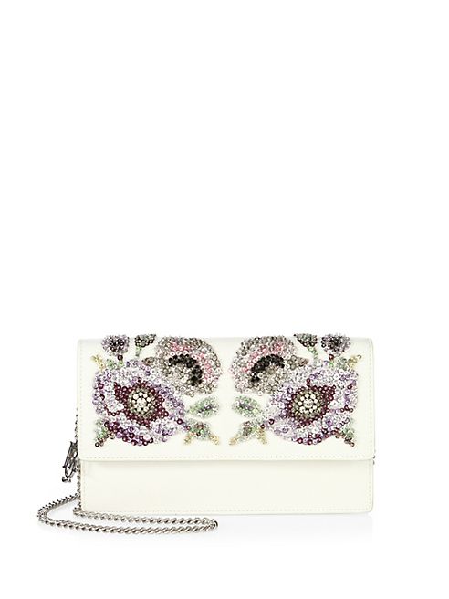 Alexander McQueen - Crystal-Embroidered Leather Chain Wallet