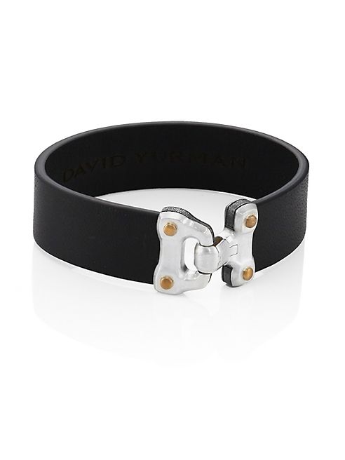 David Yurman - Anvil Sterling Silver, Bronze and Leather Bracelet