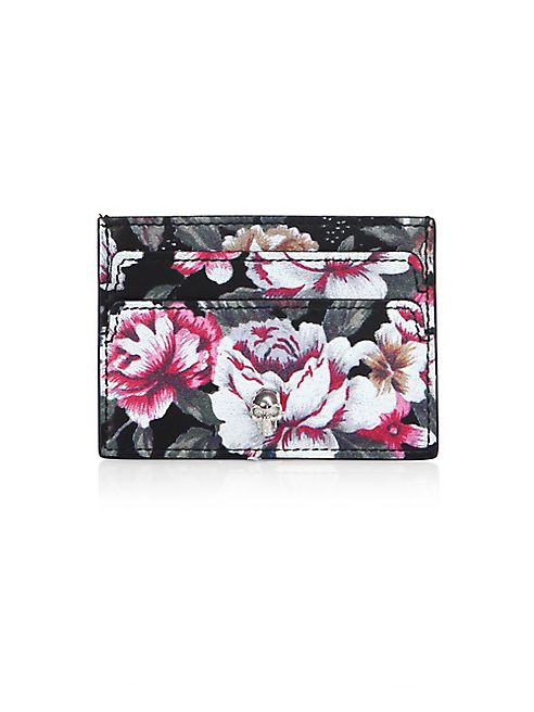 Alexander McQueen - Floral-Print Leather Card Case