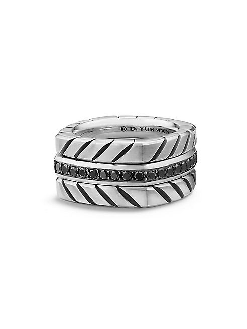 David Yurman - Chevron Stack Ring with Black Diamonds