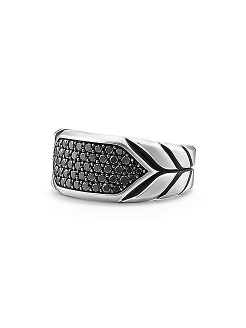 David Yurman - Chevron Signet Ring with Pave Black Diamonds