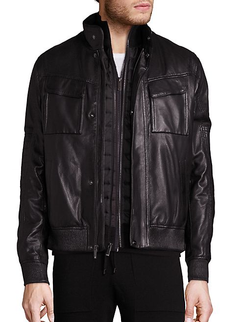 Michael Kors - Racer Leather Bomber Jacket