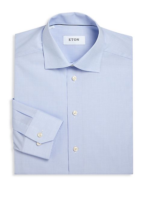 Eton - Regular-Fit Micro Checked Dress Shirt