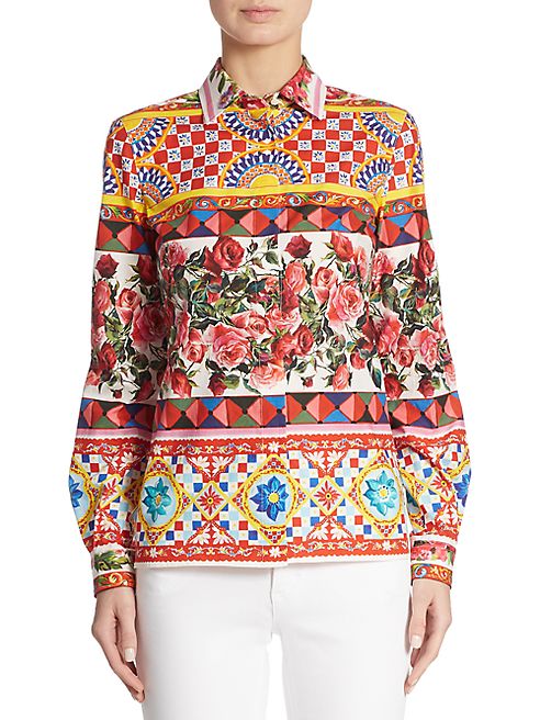 Dolce & Gabbana - Printed Cotton Poplin Shirt