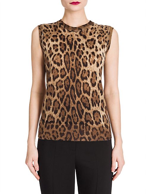 Dolce & Gabbana - Leopard-Print Cashmere & Silk Shell