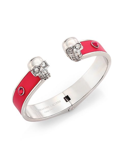 Alexander McQueen - Twin Skull Crystal & Leather Cuff