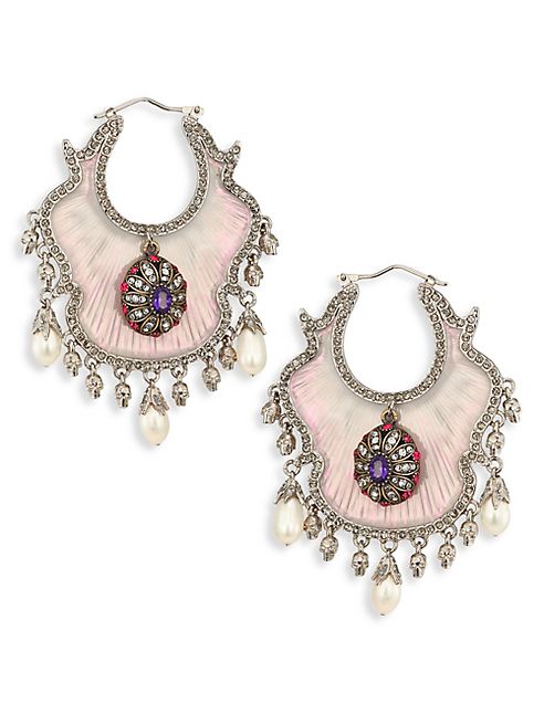 Alexander McQueen - Crystal & Faux-Pearl Evening Earrings