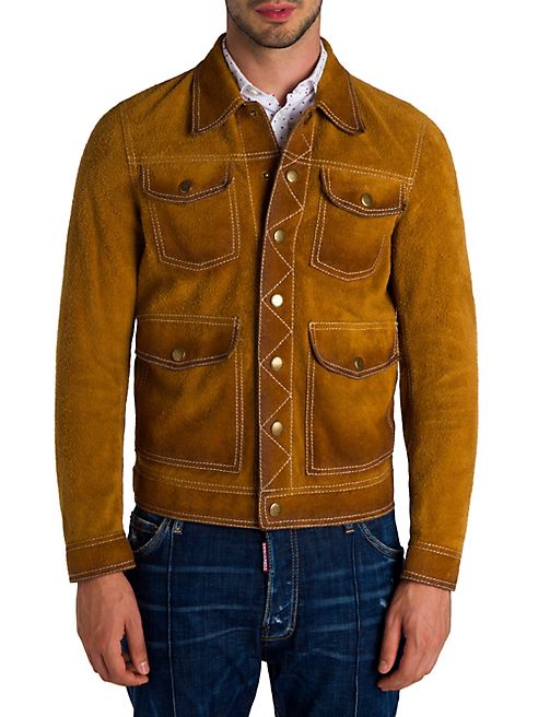 DSQUARED2 - Textured Suede Leather Jacket