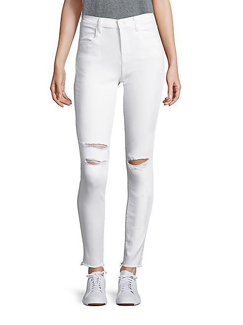 J BRAND - Maria High-Rise Distressed Skinny Jeans/White Mercy